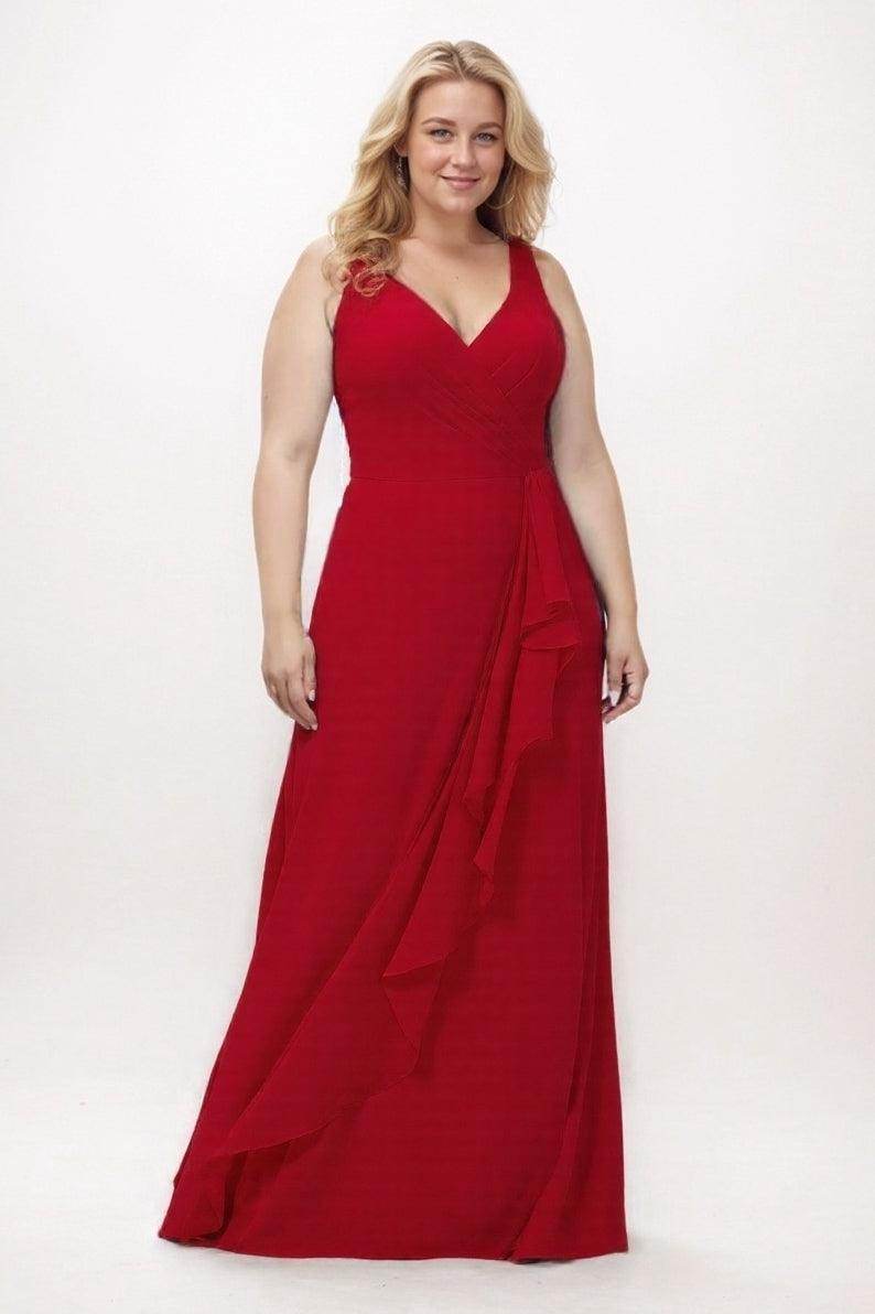 Sheath-Column Floor Length Chiffon Bridesmaid Dress Formal Dresses CB0344PS - COCOMELODY